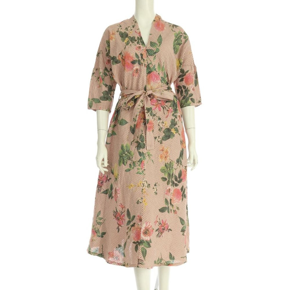 Francesca Bettini Pink Floral Linen Dress Large